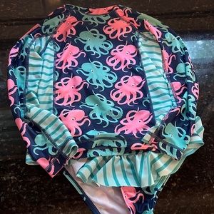 Ruffle Girl size 8 octopus rash guard swimsuit girls.